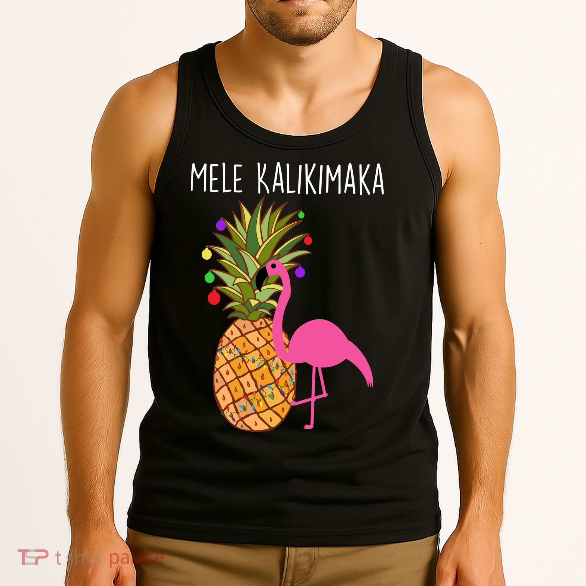 Mele Kalikimaka Flamingo Christmas Tank Top