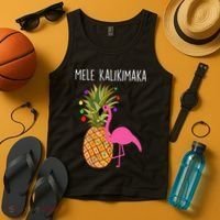 Mele Kalikimaka Flamingo Christmas Tank Top thumb 4