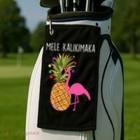 Mele Kalikimaka Flamingo Christmas Golf Towel thumb 2