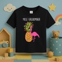 Mele Kalikimaka Flamingo Christmas Toddler T-Shirt thumb 3