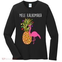 Mele Kalikimaka Flamingo Christmas Women's Long Sleeve Shirt thumb 0