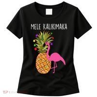 Mele Kalikimaka Flamingo Christmas Women's T-Shirt thumb 0