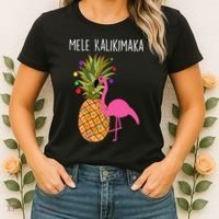 Mele Kalikimaka Flamingo Christmas Women's T-Shirt thumb 2