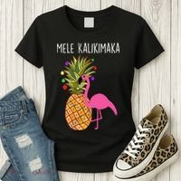 Mele Kalikimaka Flamingo Christmas Women's T-Shirt thumb 3