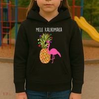 Mele Kalikimaka Flamingo Christmas Kids Hoodie thumb 3
