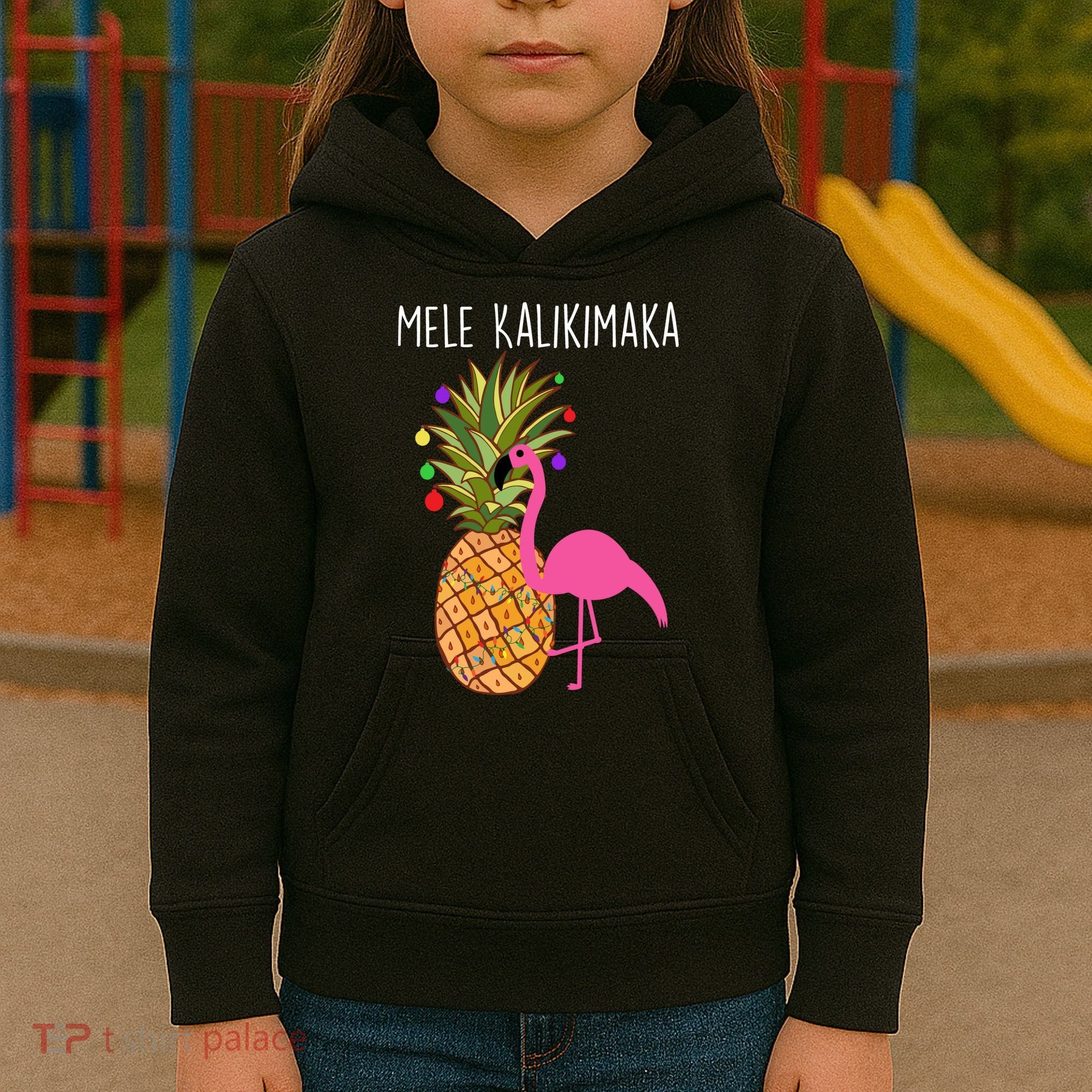 Mele Kalikimaka Flamingo Christmas Kids Hoodie