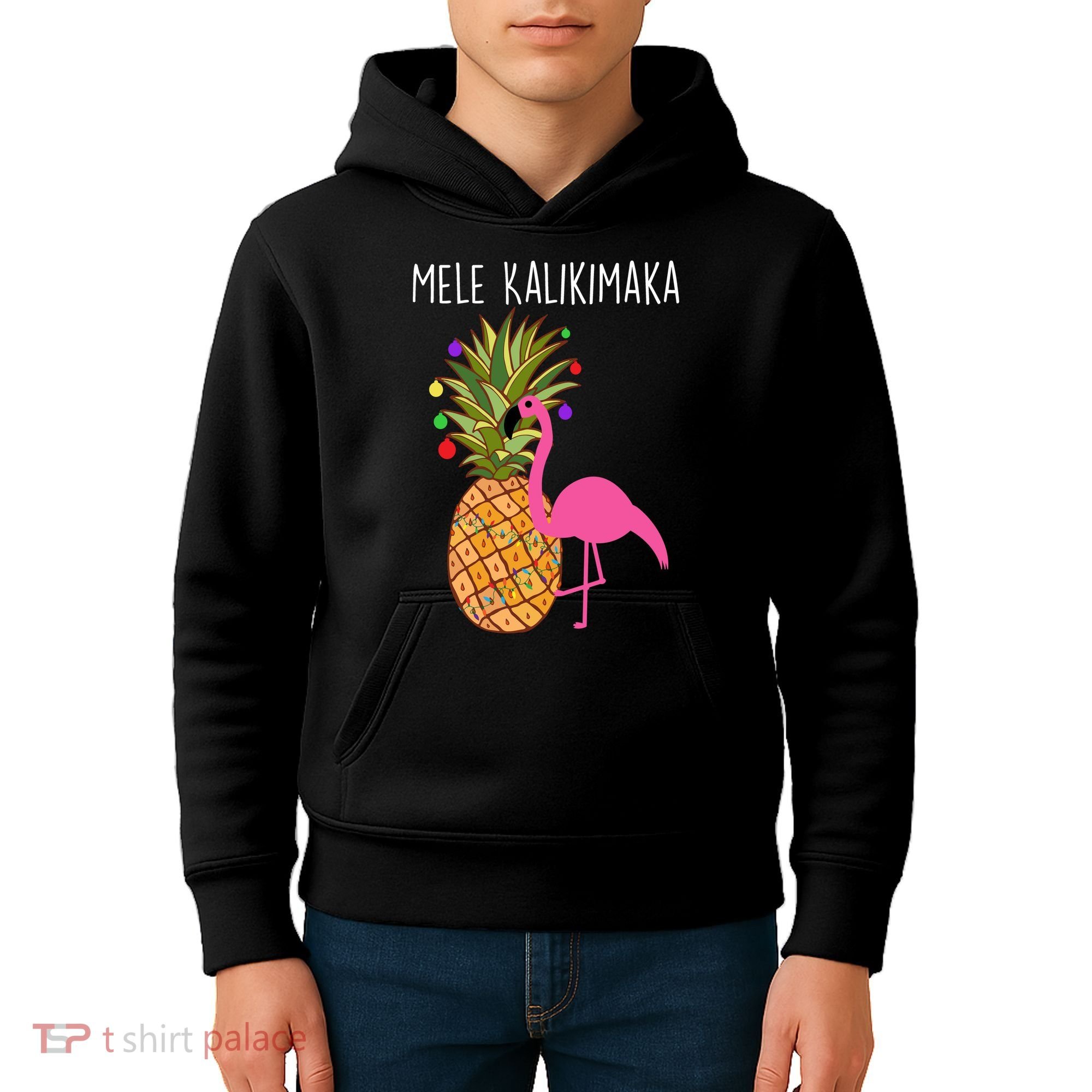 Mele Kalikimaka Flamingo Christmas Kids Hoodie