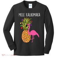 Mele Kalikimaka Flamingo Christmas Kids Long Sleeve Shirt thumb 0