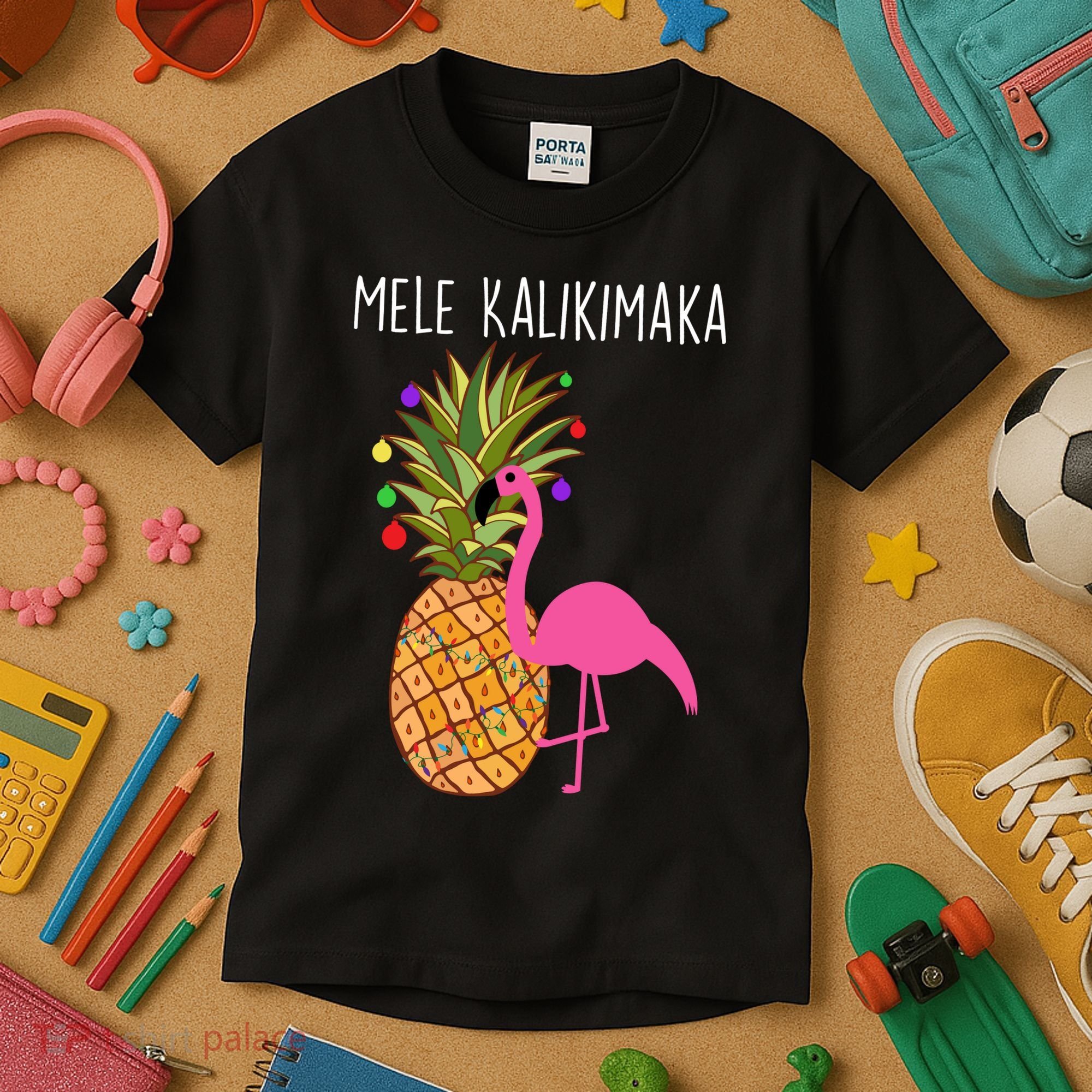 Mele Kalikimaka Flamingo Christmas Kids T-Shirt