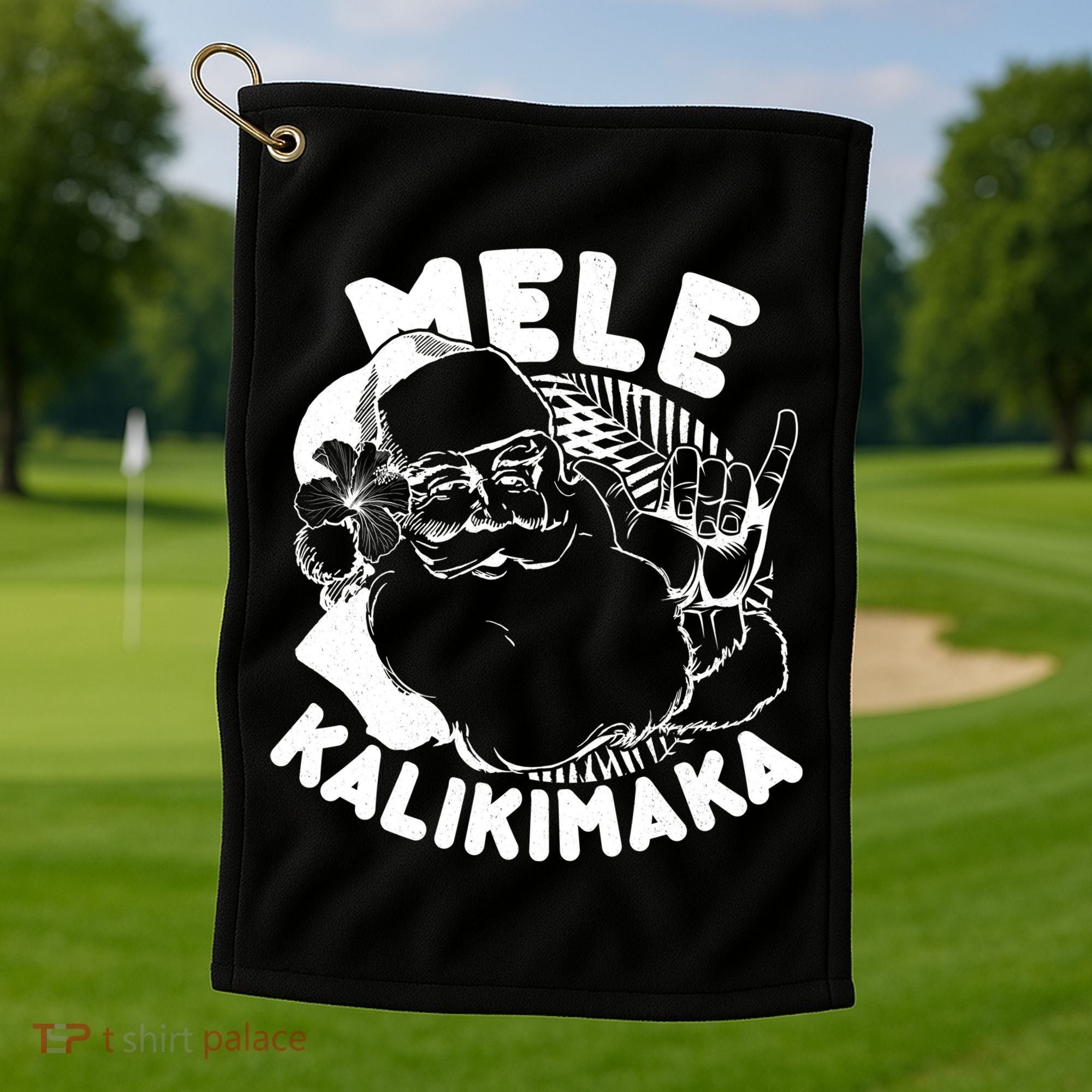 Mele Kalikimaka Santa Claus Golf Towel