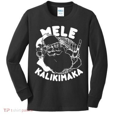 Mele Kalikimaka Santa Claus Kids Long Sleeve Shirt