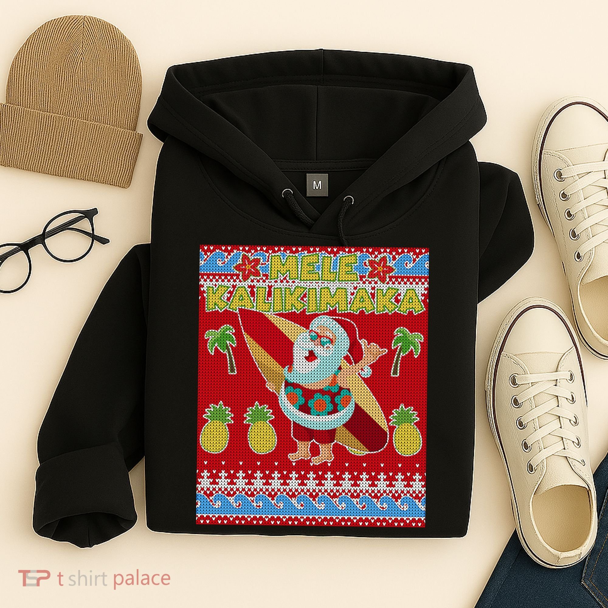 Mele Kalikimaka Santa Ugly Christmas Hoodie