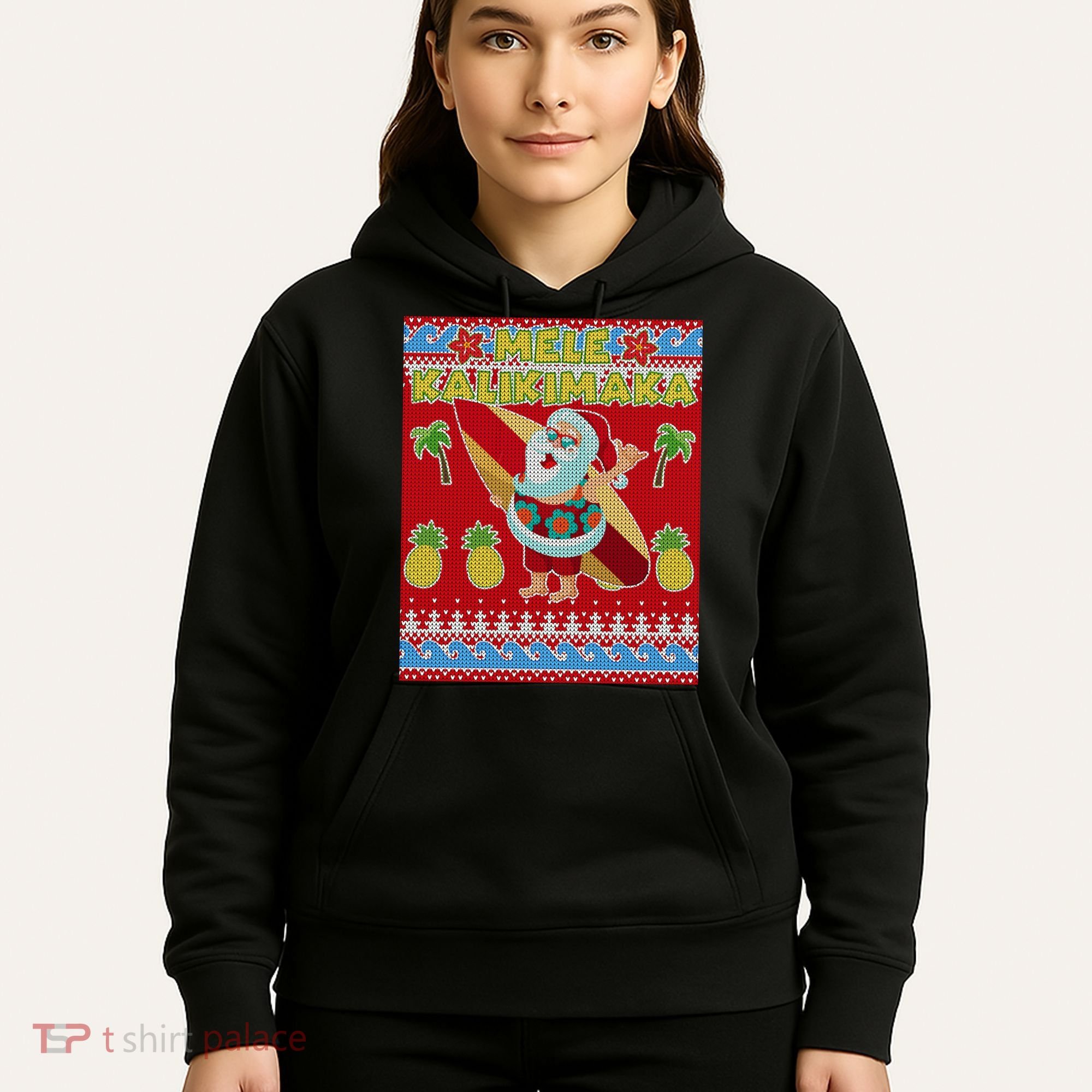 Mele Kalikimaka Santa Ugly Christmas Hoodie