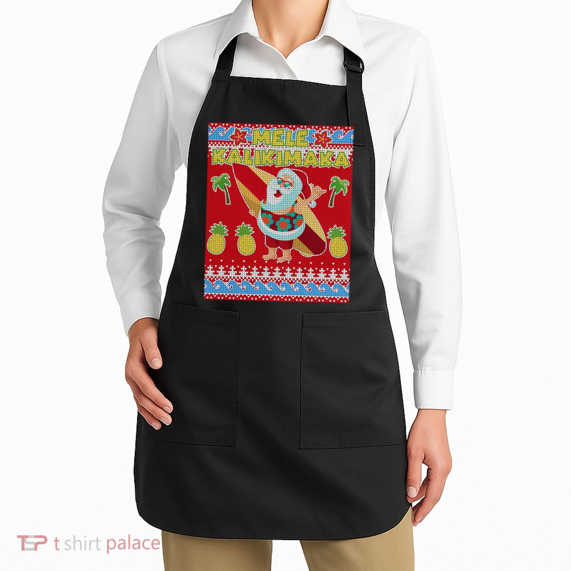 Mele Kalikimaka Santa Ugly Christmas Apron
