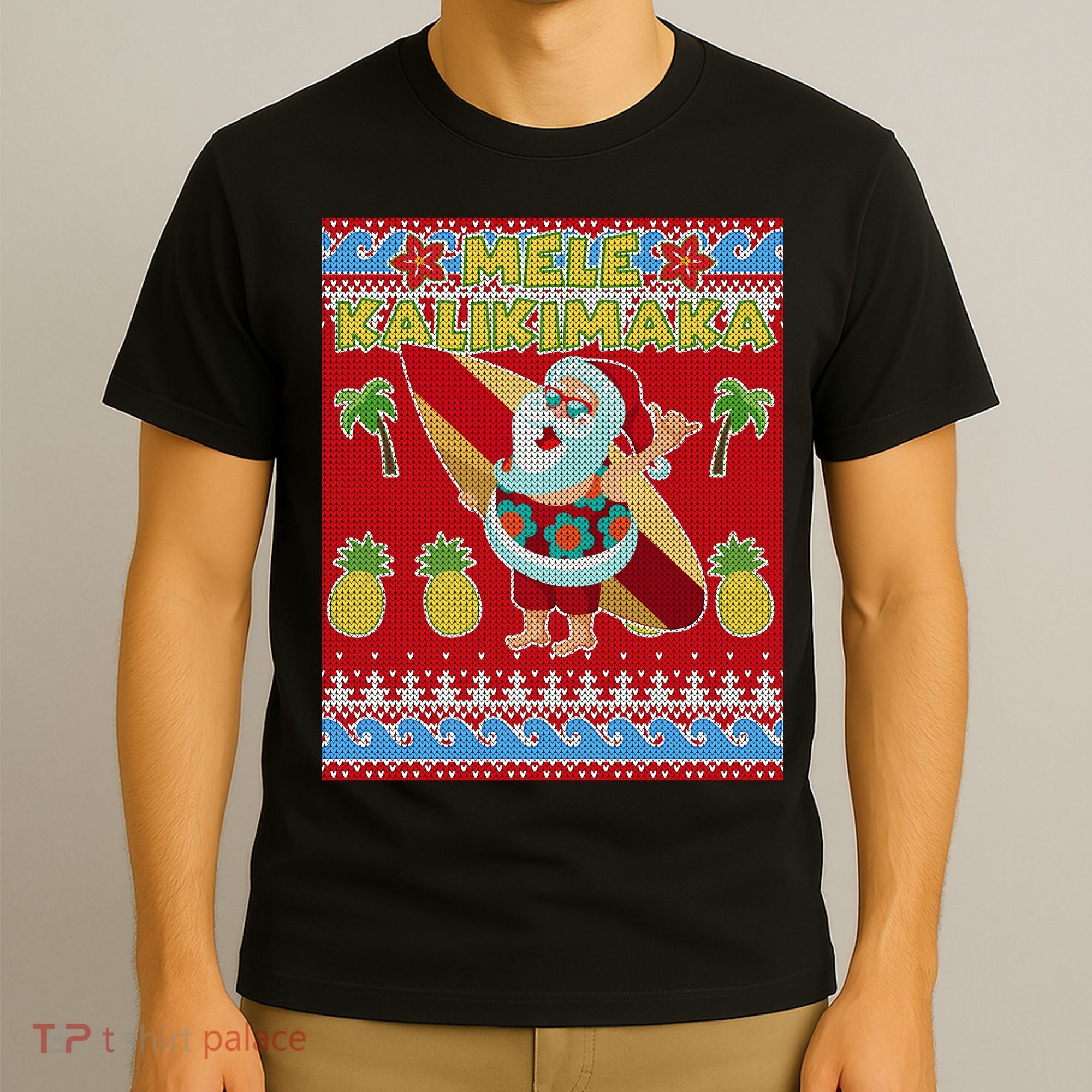 Mele Kalikimaka Santa Ugly Christmas T-Shirt
