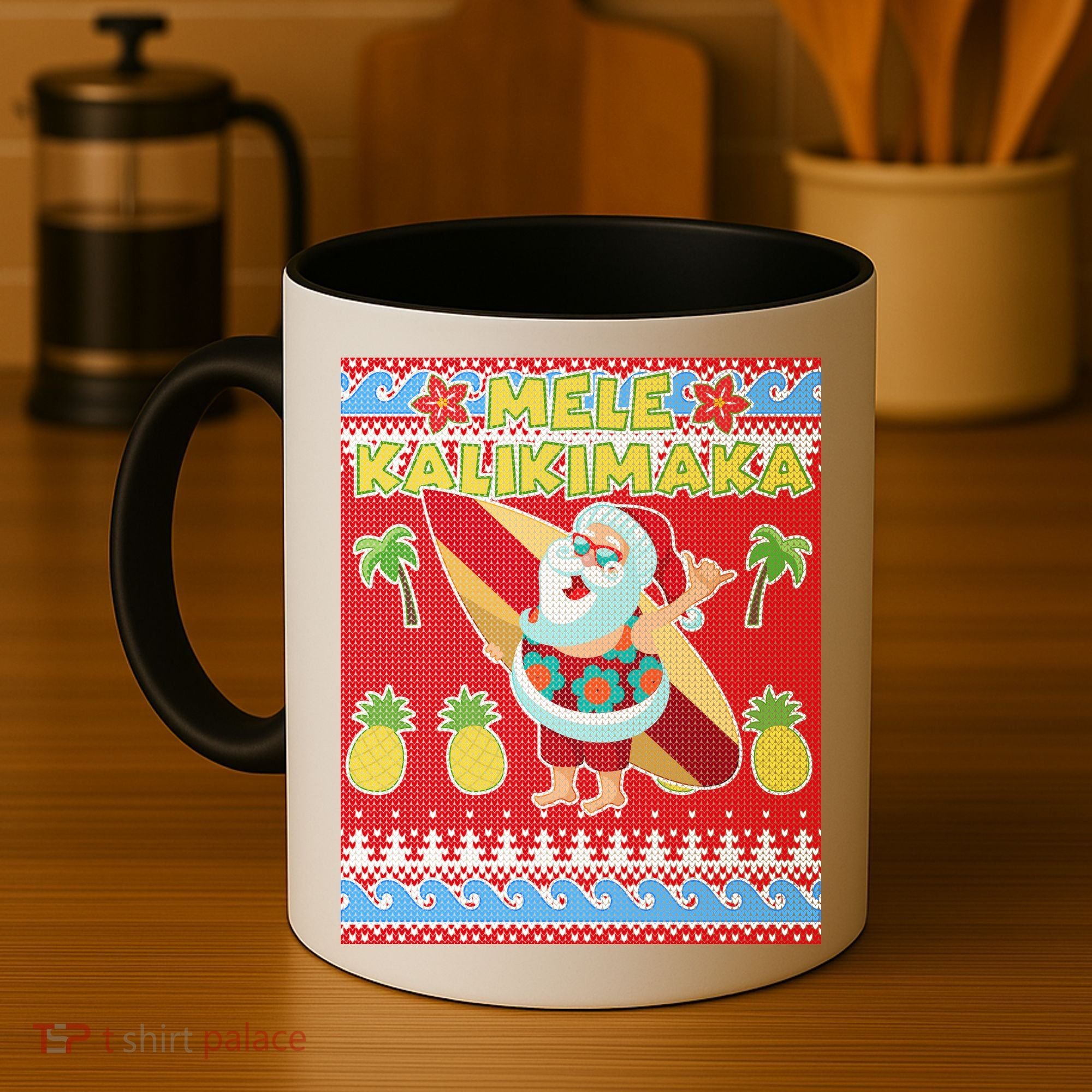 Mele Kalikimaka Santa Ugly Christmas Coffee Mug