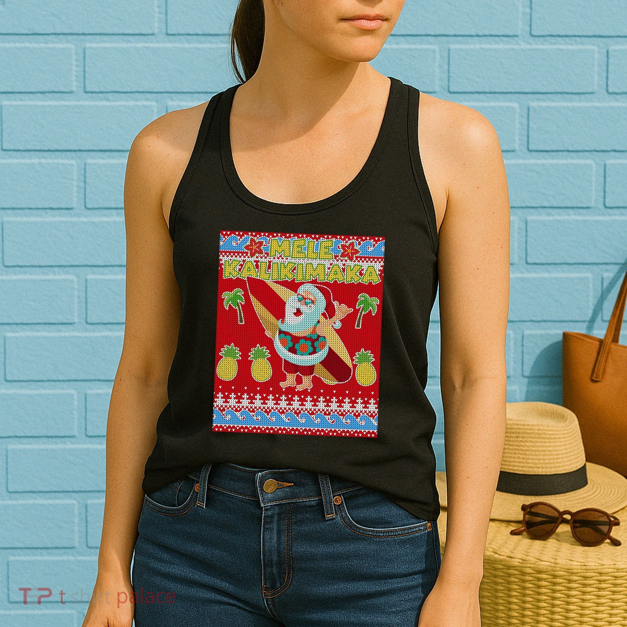 Mele Kalikimaka Santa Ugly Christmas Women's Tank Top