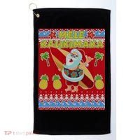 Mele Kalikimaka Santa Ugly Christmas Golf Towel thumb 0
