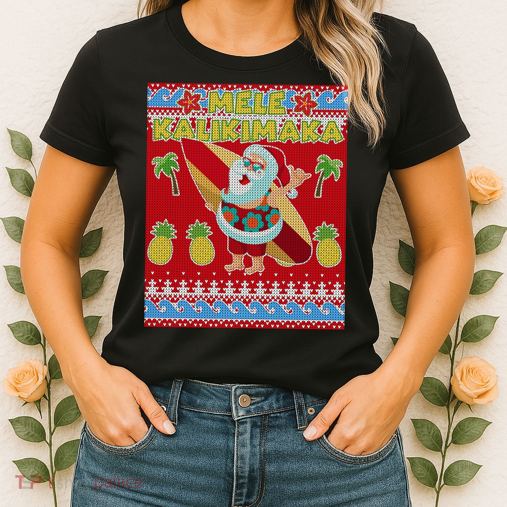 Mele Kalikimaka Santa Ugly Christmas Women's T-Shirt