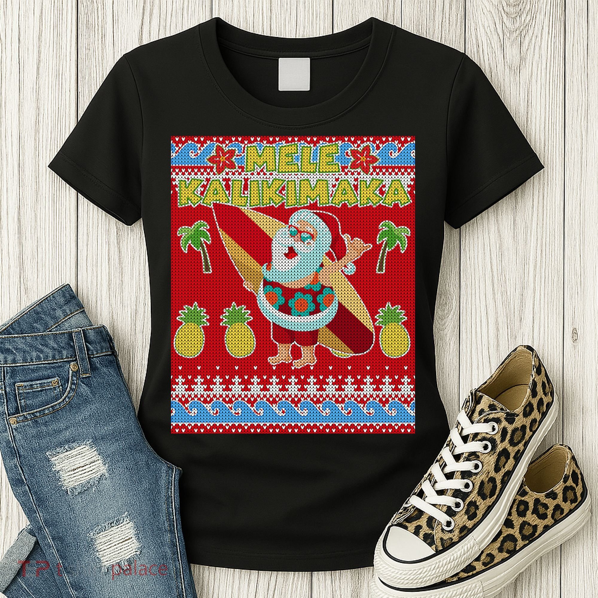 Mele Kalikimaka Santa Ugly Christmas Women's T-Shirt