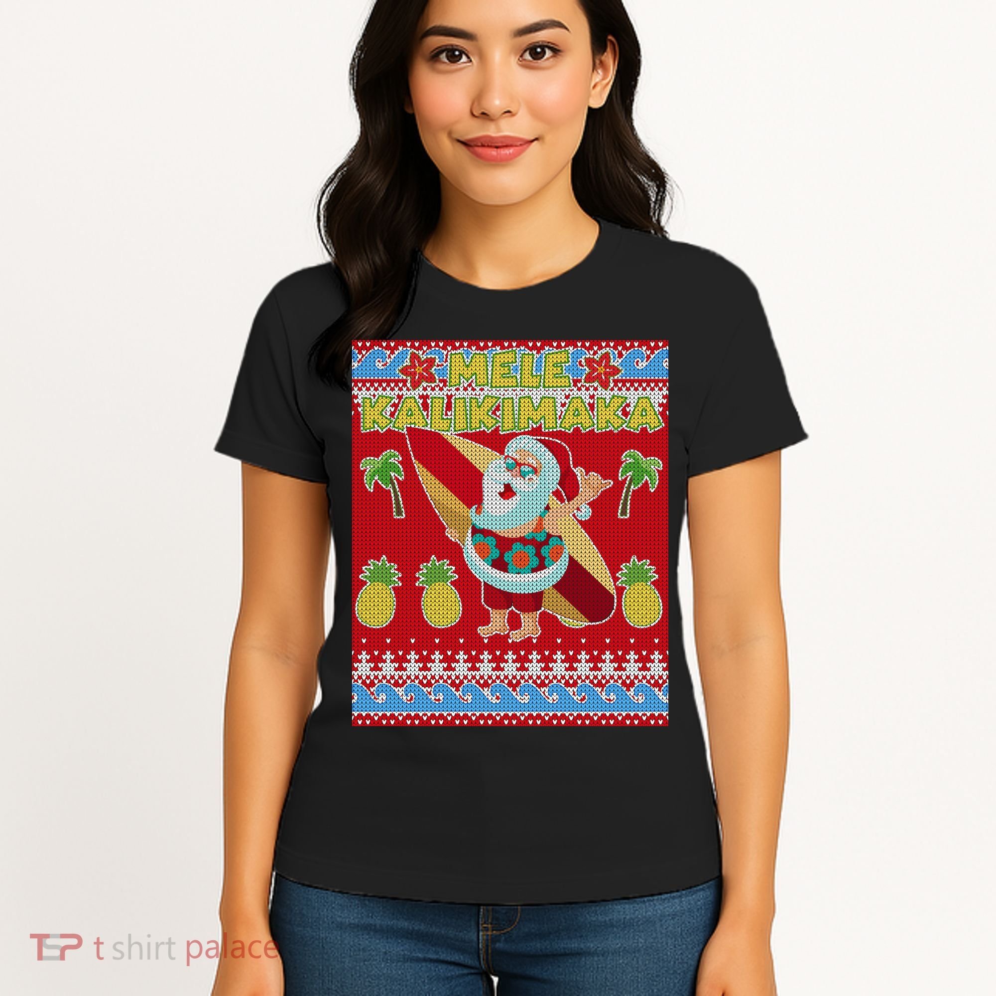 Mele Kalikimaka Santa Ugly Christmas Women's T-Shirt