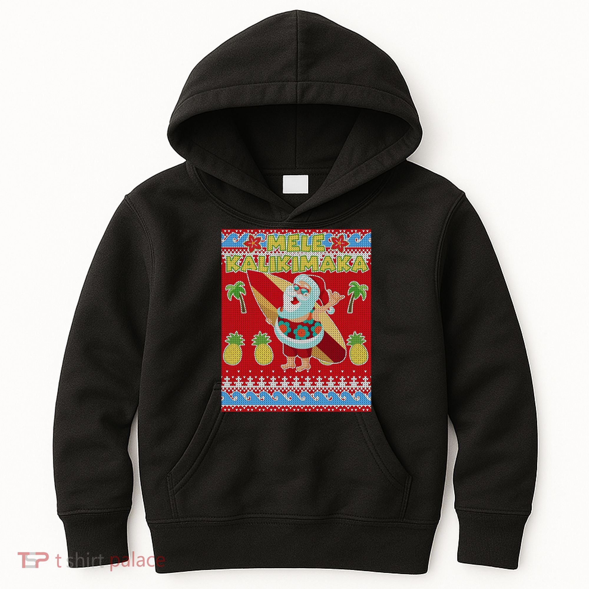 Mele Kalikimaka Santa Ugly Christmas Kids Hoodie