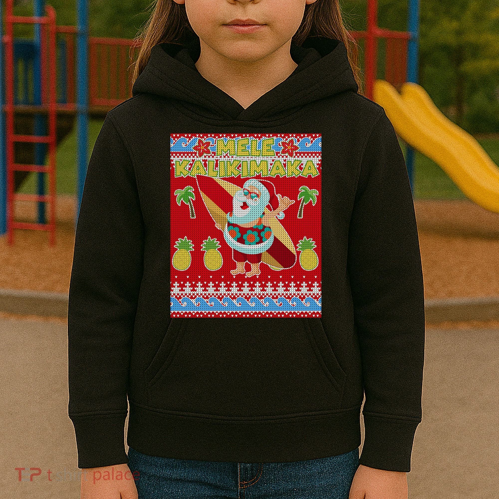 Mele Kalikimaka Santa Ugly Christmas Kids Hoodie