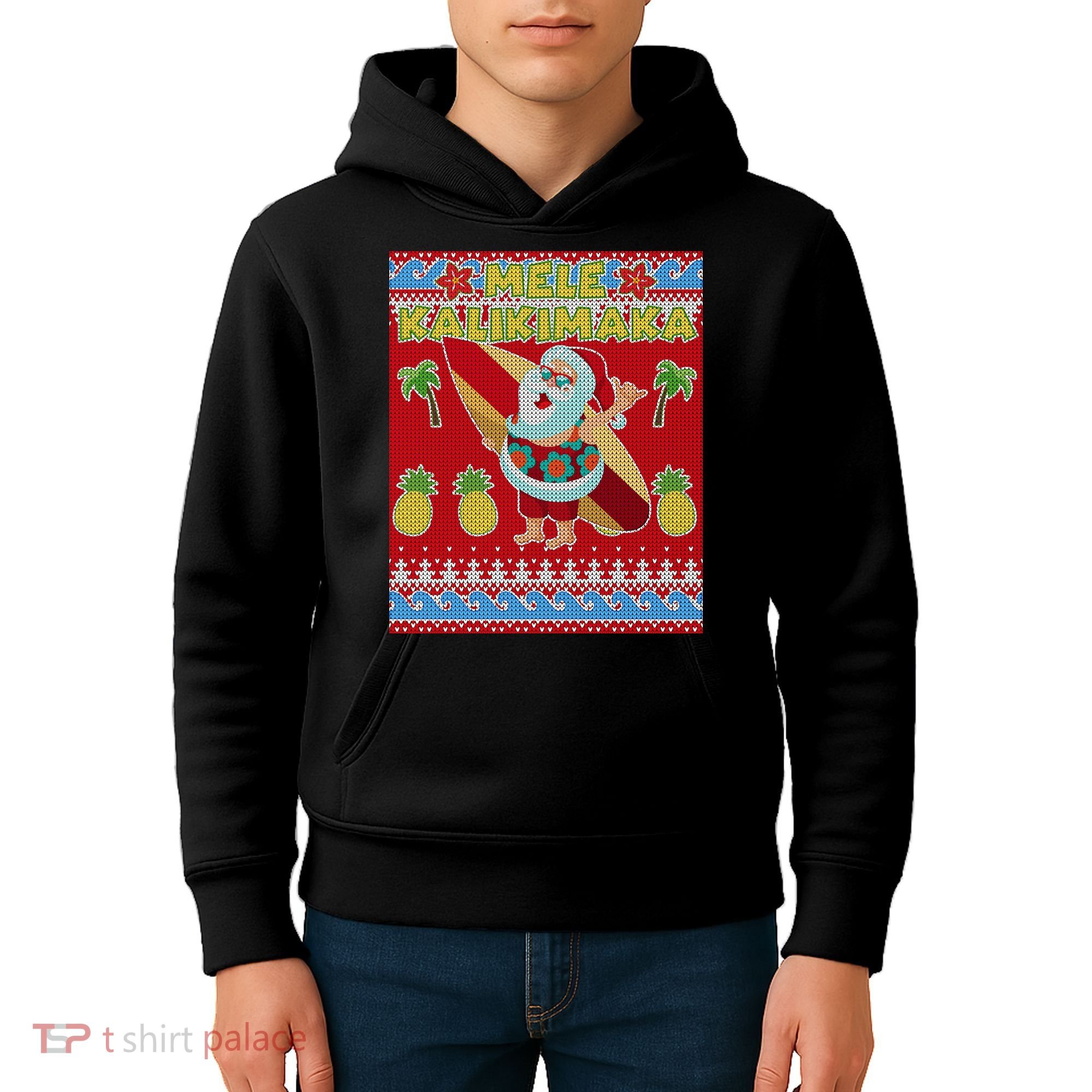 Mele Kalikimaka Santa Ugly Christmas Kids Hoodie
