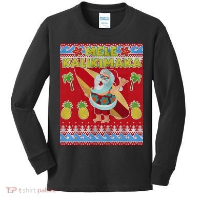 Mele Kalikimaka Santa Ugly Christmas Kids Long Sleeve Shirt