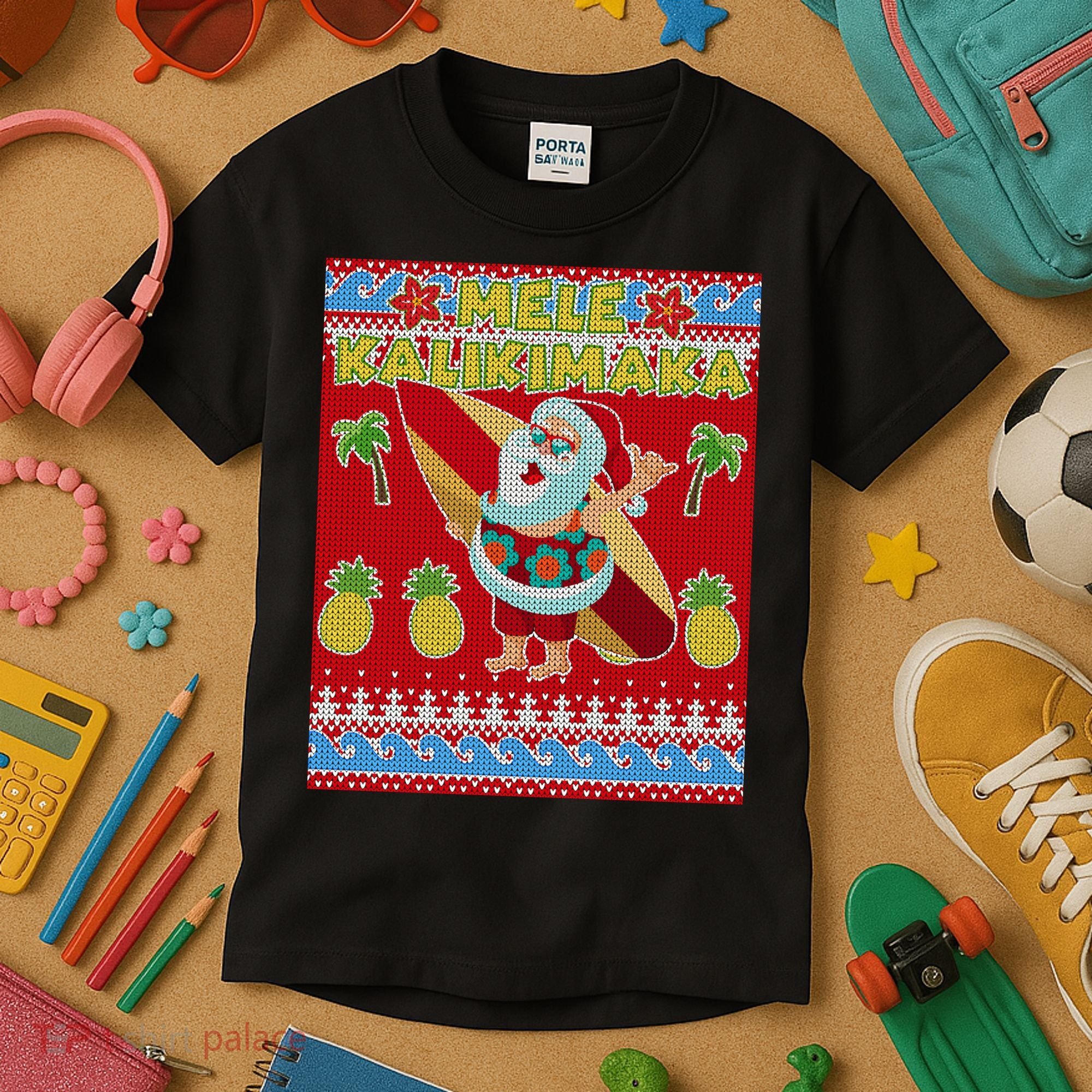 Mele Kalikimaka Santa Ugly Christmas Kids T-Shirt