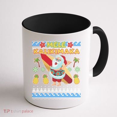 Mele Kalikimaka Santa Ugly Christmas Hawaiian Coffee Mug back