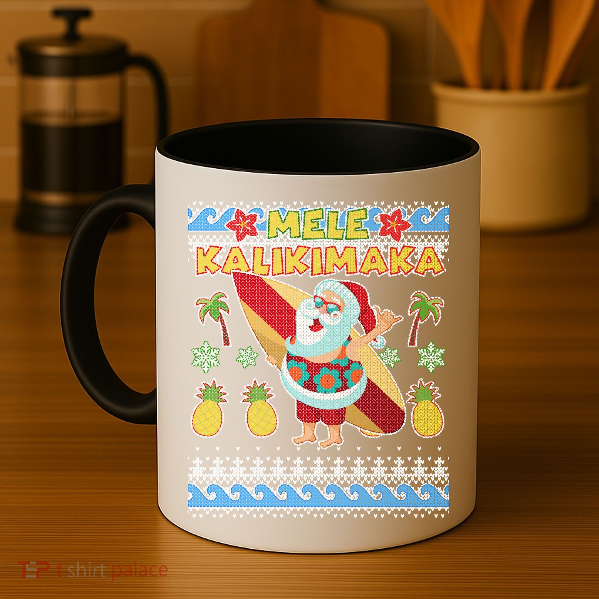 Mele Kalikimaka Santa Ugly Christmas Hawaiian Coffee Mug