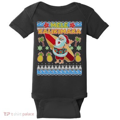 Mele Kalikimaka Santa Ugly Christmas Hawaiian Baby Bodysuit