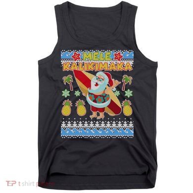 Mele Kalikimaka Santa Ugly Christmas Hawaiian Tank Top