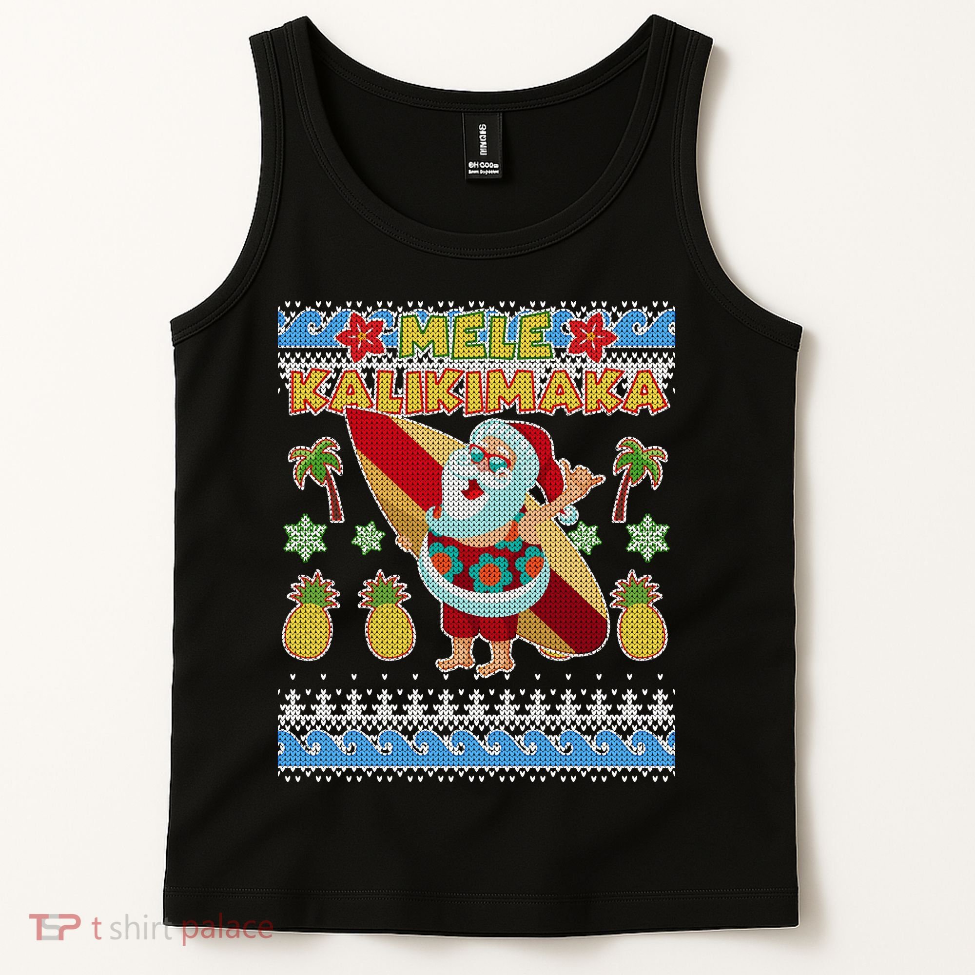 Mele Kalikimaka Santa Ugly Christmas Hawaiian Tank Top