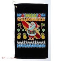 Mele Kalikimaka Santa Ugly Christmas Hawaiian Golf Towel thumb 0