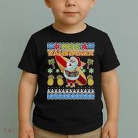 Mele Kalikimaka Santa Ugly Christmas Hawaiian Toddler T-Shirt thumb 2