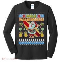 Mele Kalikimaka Santa Ugly Christmas Hawaiian Kids Long Sleeve Shirt thumb 0