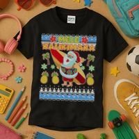 Mele Kalikimaka Santa Ugly Christmas Hawaiian Kids T-Shirt thumb 3