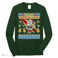 Mele Kalikimaka Santa Ugly Christmas Hawaiian Long Sleeve Shirt thumb 0