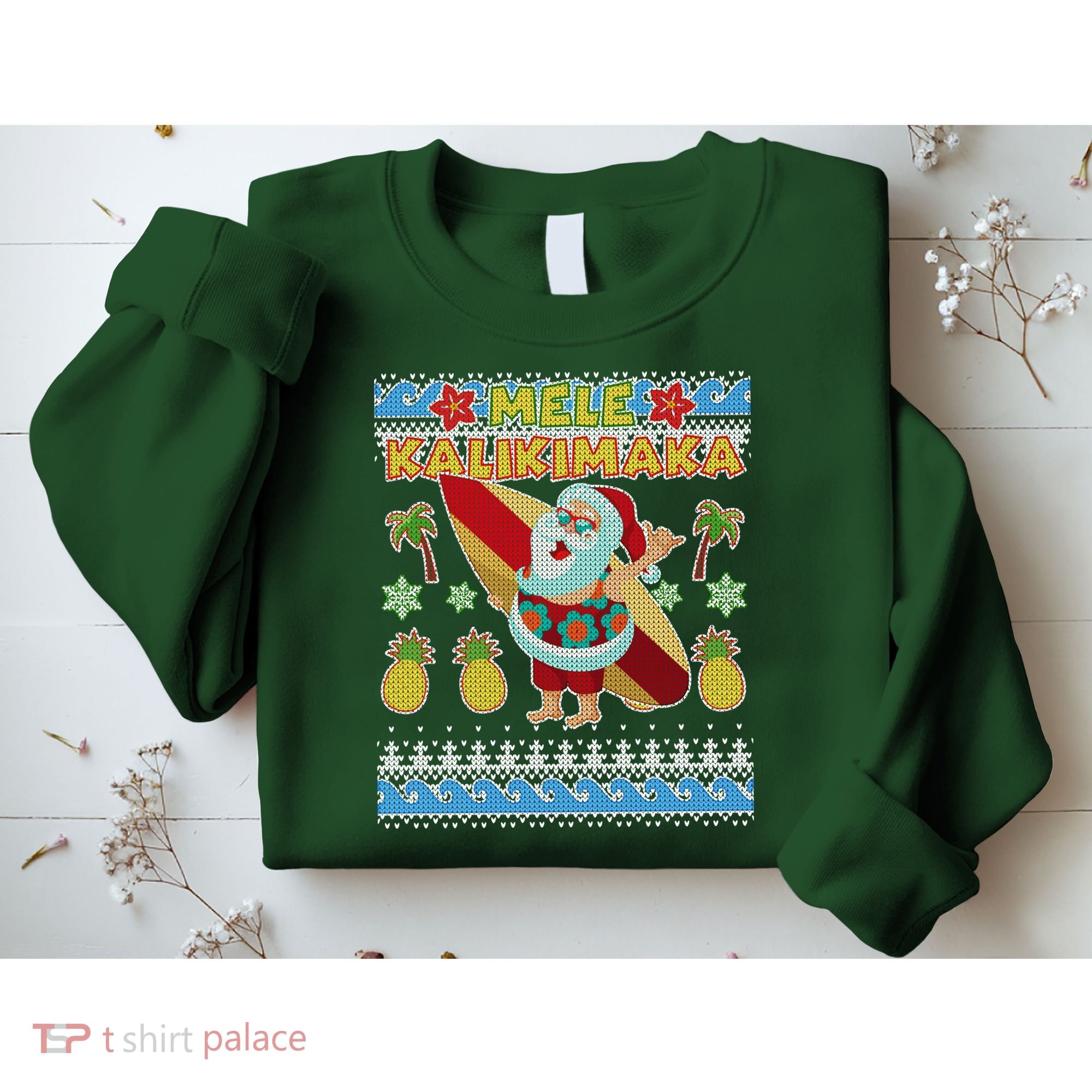 Mele Kalikimaka Santa Ugly Christmas Hawaiian Sweatshirt