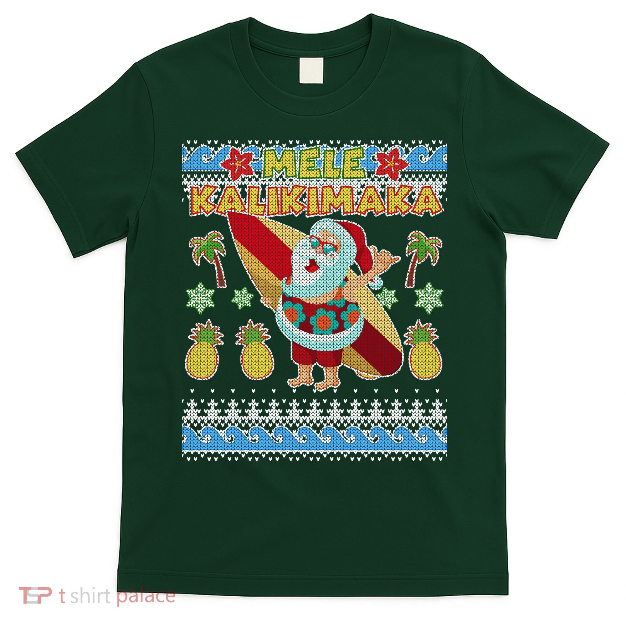 Mele Kalikimaka Santa Ugly Christmas Hawaiian T-Shirt