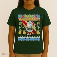 Mele Kalikimaka Santa Ugly Christmas Hawaiian T-Shirt thumb 4