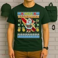 Mele Kalikimaka Santa Ugly Christmas Hawaiian T-Shirt thumb 6