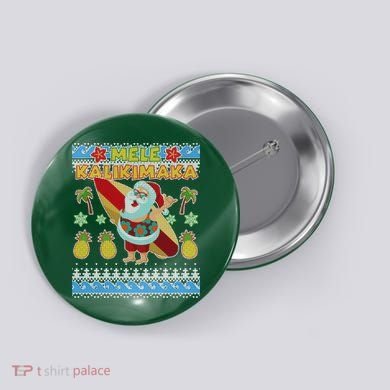 Mele Kalikimaka Santa Ugly Christmas Hawaiian Button