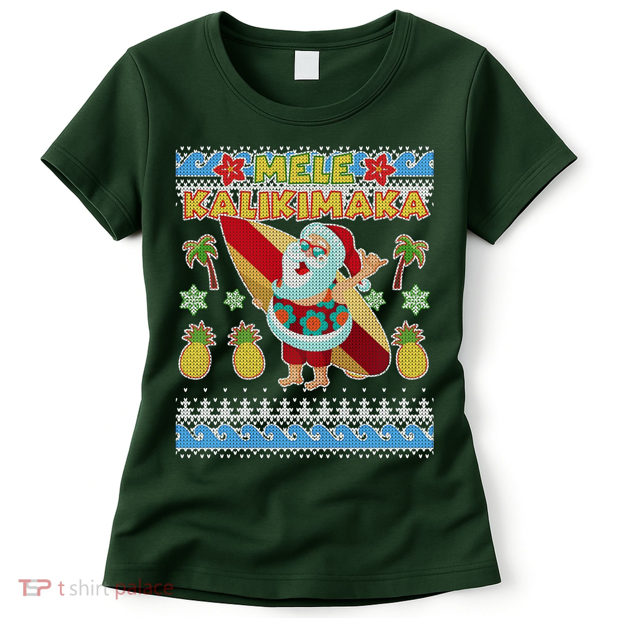 Mele Kalikimaka Santa Ugly Christmas Hawaiian Women's T-Shirt