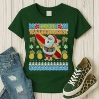 Mele Kalikimaka Santa Ugly Christmas Hawaiian Women's T-Shirt thumb 3