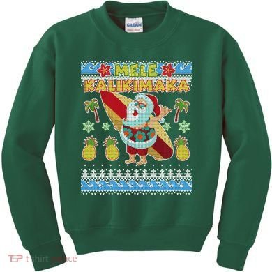 Mele Kalikimaka Santa Ugly Christmas Hawaiian Kids Sweatshirt