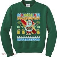 Mele Kalikimaka Santa Ugly Christmas Hawaiian Kids Sweatshirt thumb 0