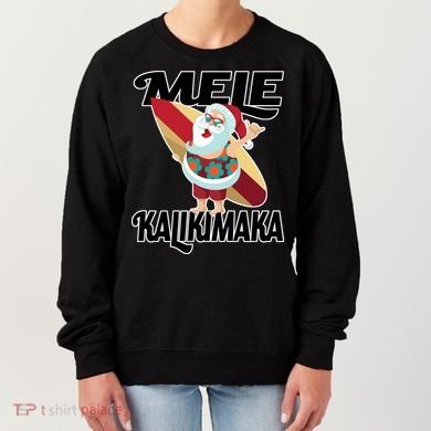 Mele Kalikimaka Surfing Santa Christmas Women's Sweatshirt